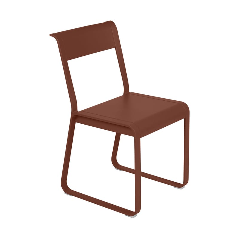 Mobilier - Chaises, fauteuils de salle à manger - Chaise Bellevie métal rouge / Piètement traîneau - Fermob - Ocre rouge - Aluminium