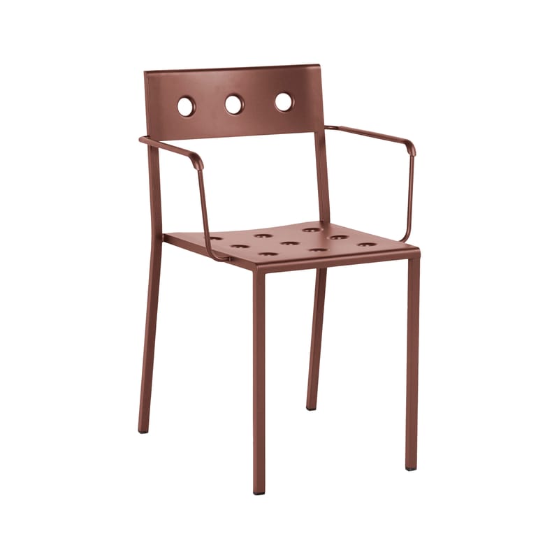Mobilier - Chaises, fauteuils de salle à manger - Fauteuil empilable Balcony métal rouge / Bouroullec, 2022 - Hay - Rouge oxyde - Acier peinture poudre