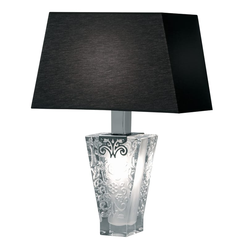 Illuminazione - Lampade da tavolo - Lampada da tavolo Vicky metallo vetro tessuto nero - Fabbian - Paralume nero - Cotone, Metallo cromato, Vetro