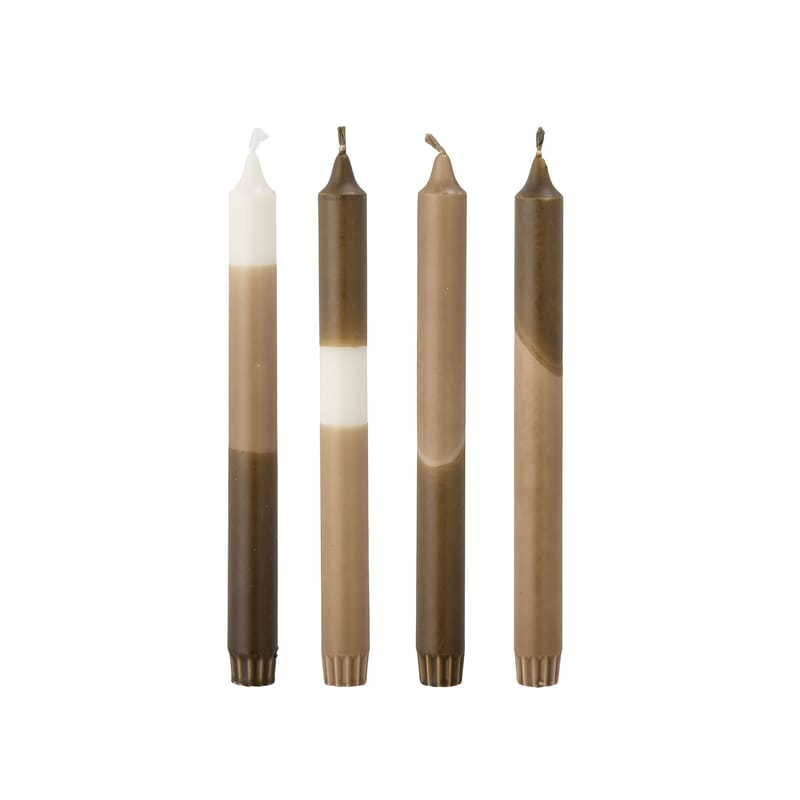 Decoration - Candles & Candle Holders - Dip Dye Long candle wax brown / Set of 4 - H 25 cm - Bloomingville - Brown - Paraffin wax