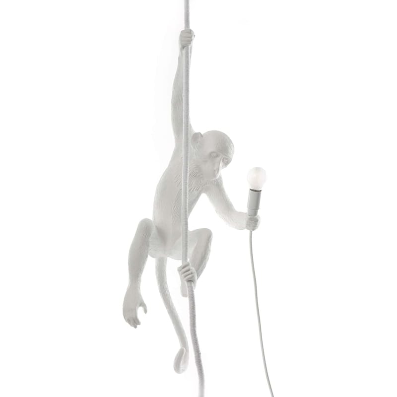 Leuchten - Pendelleuchten - Outdoor-Hängelampe Monkey Hanging plastikmaterial weiß / outdoorgeeignet - H 80 cm - Seletti - Weiß - Harz