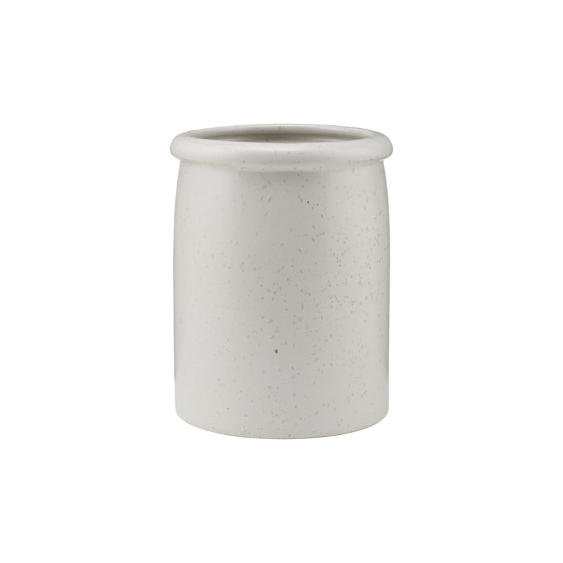 Table et cuisine - Nettoyage et rangement - Pot à ustensiles Pion céramique blanc gris / Ø 11 x H 15 cm - Porcelaine mouchetée - House Doctor - Blanc-gris - Porcelaine émaillée