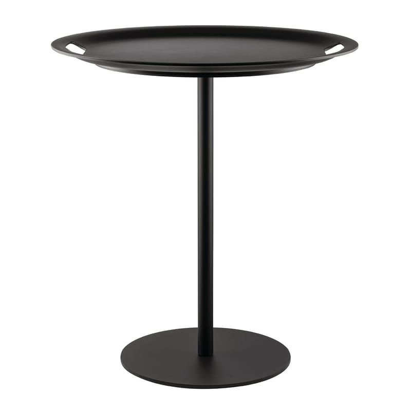 Mobilier - Tables basses - Table d\'appoint Op-la plastique noir / By Jasper Morrison - Ø 48 x H 52 cm / Plateau amovible - Alessi - Noir - ABS, Acier