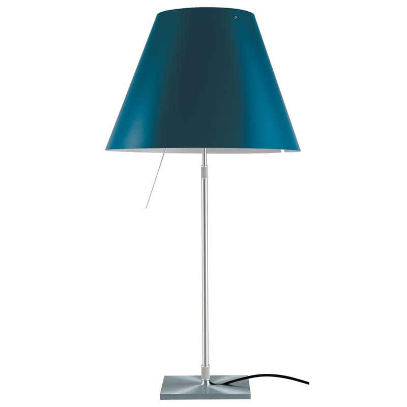 Lighting - Table Lamps - Costanza Table lamp plastic material blue - Luceplan - Petroleum blue - Painted aluminium, Polycarbonate