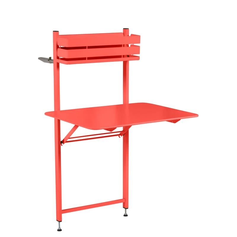 Jardin - Tables de jardin - Table pliante Balcon Bistro métal rouge / Rabattable - 77 x 64 cm - Fermob - Capucine - Acier peint