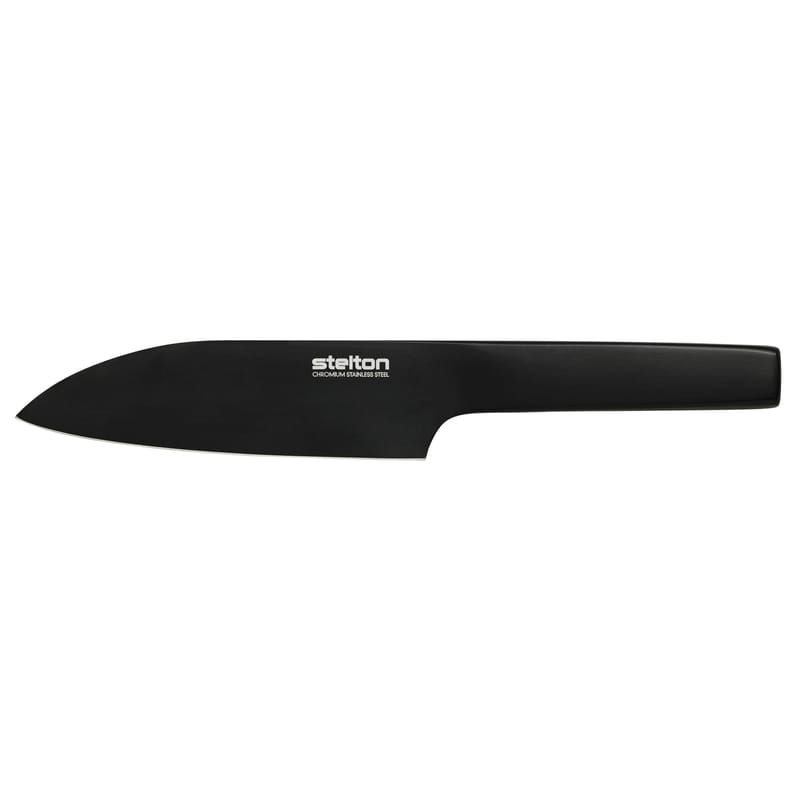 Table et cuisine - Couteaux et planches à découper - Couteau de cuisine Pure black métal noir / Santoku - Stelton - Noir - Acier inoxydable