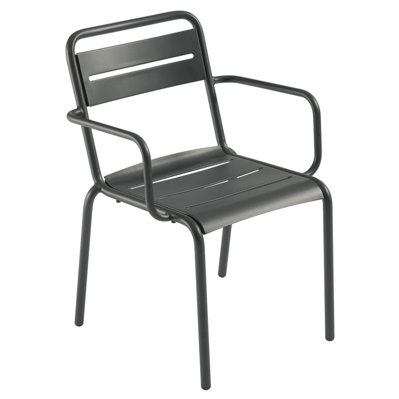 Mobilier - Chaises, fauteuils de salle à manger - Fauteuil empilable Star métal - Emu - Fer ancien - Acier verni, Tôle galvanisée