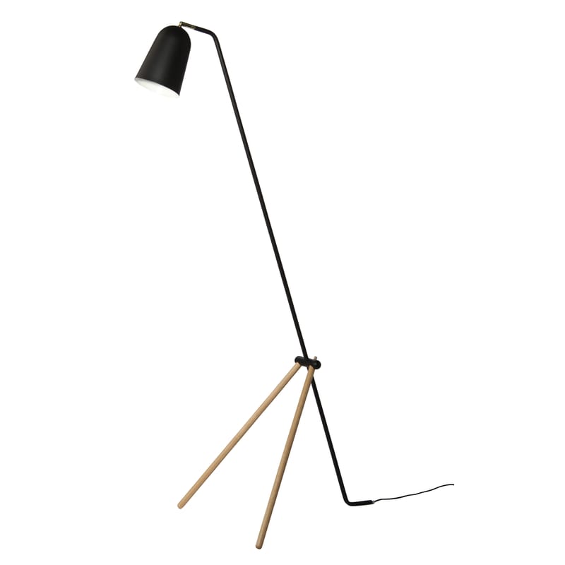 Lighting - Floor lamps - Giraffe Floor lamp metal black natural wood - Frandsen - Black / natural wood - Ashwood, Painted metal