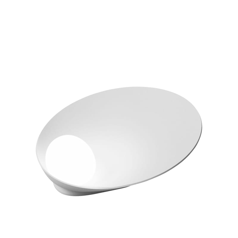 Luminaire - Lampes de table - Lampe de table Musa métal verre blanc / Version couchée - Ø 26 cm - Vibia - Laqué blanc mat - Aluminium, Verre soufflé opalin