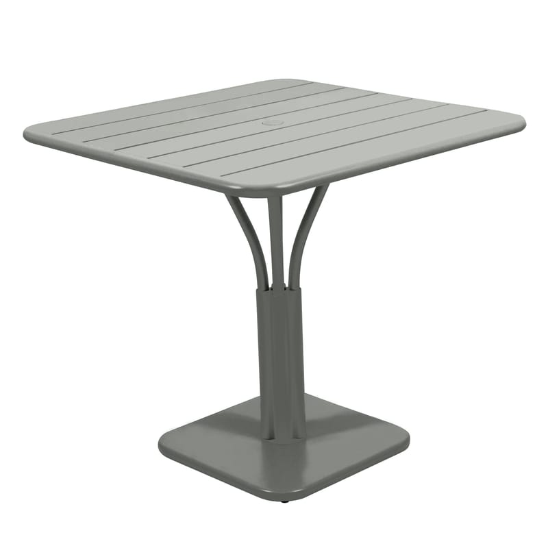 Jardin - Tables de jardin - Table carrée Luxembourg métal vert gris / 80 x 80 cm - Pied central - Aluminium - Fermob - Romarin - Aluminium laqué