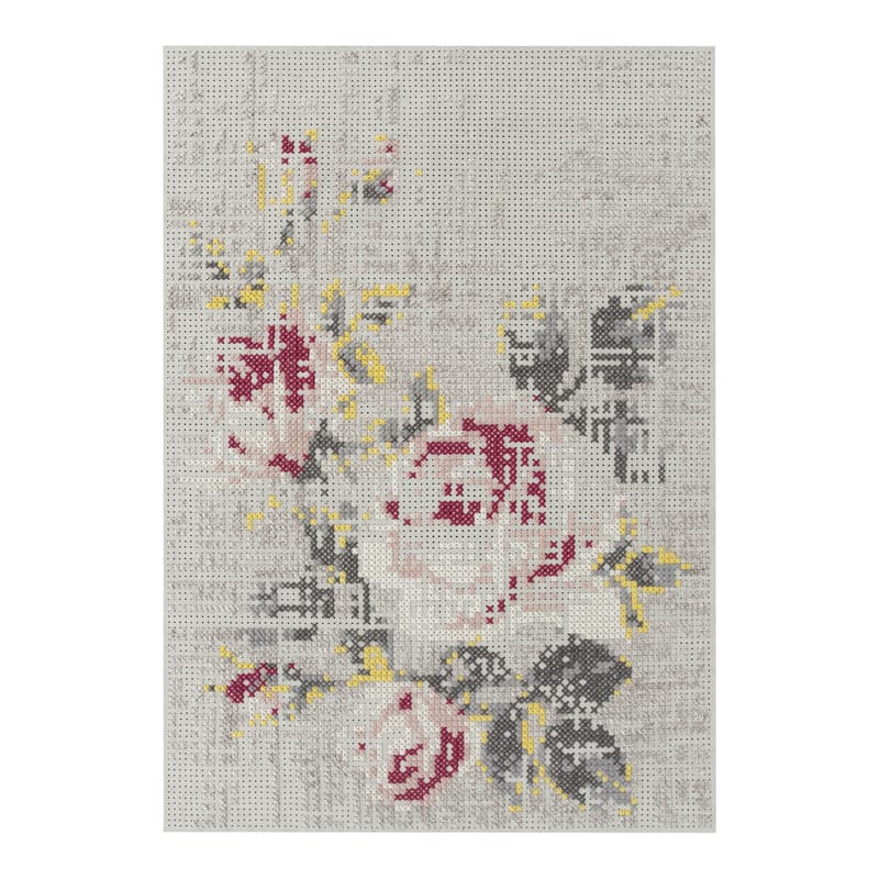 Décoration - Tapis - Tapis Flowers  gris beige / 170 x 240 cm - Gan - Naturel - Feutre, Laine