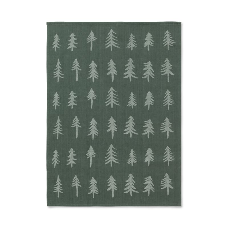 Table et cuisine - Nappes, serviettes et sets - Torchon Christmas tissu vert / 70 x 50 cm - Ferm Living - Vert foncé - Coton  biologique
