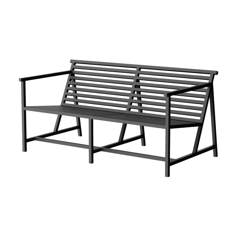 Jardin - Bancs de jardin - Banc avec dossier 19 Outdoors Lounge métal noir / L 145 cm - NINE - Noir - Aluminium thermolaqué