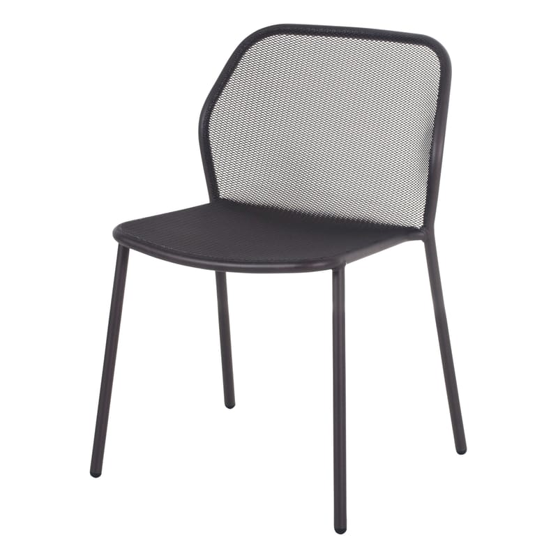 Mobilier - Chaises, fauteuils de salle à manger - Chaise empilable Darwin gris noir métal - Emu - Fer ancien - Acier verni