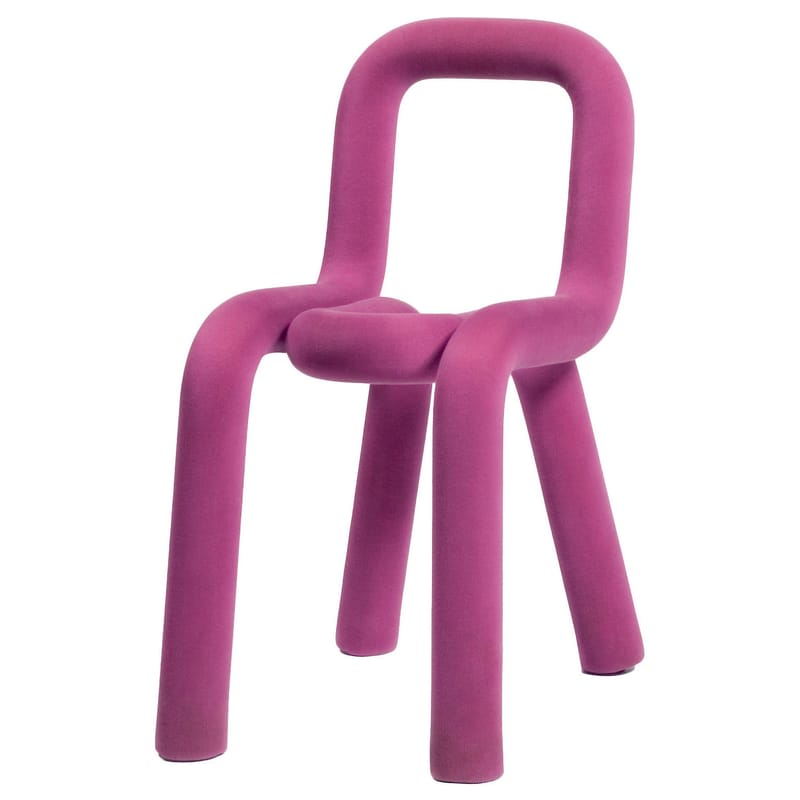 Mobilier - Chaises, fauteuils de salle à manger - Chaise rembourrée Bold tissu rose - Moustache - Rose - Acier, Mousse, Tissu