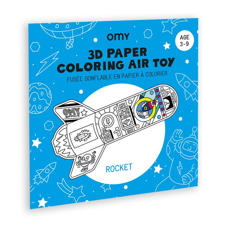 Décoration - Pour les enfants - Coloriage 3D à gonfler Rocket plastique papier blanc noir / Fusée en papier - OMY Design & Play - Fusée - Nylon, Papier