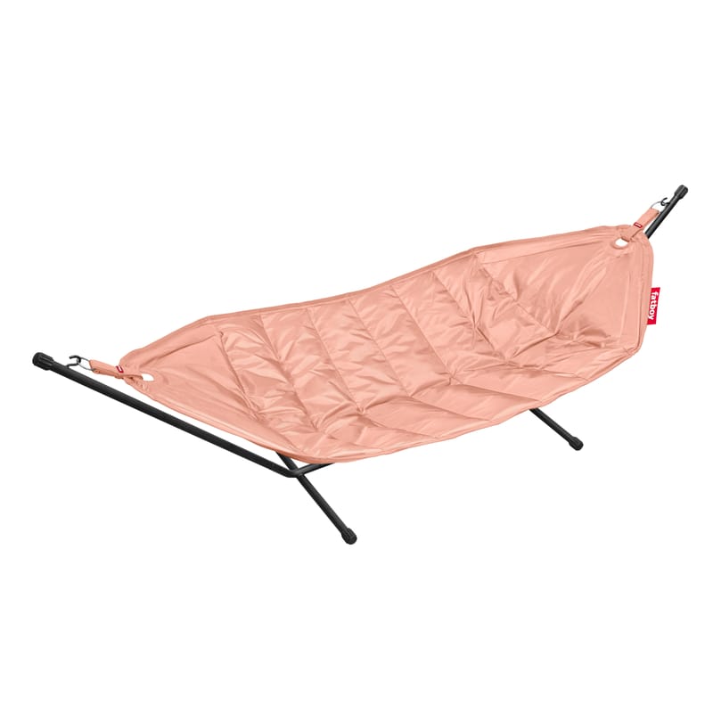 Jardin - Bains de soleil, chaises longues et hamacs - Hamac avec support Headdemock tissu rose / Polyester - Fatboy - Rose Shrimp - Acier, Mousse, Tissu polyester