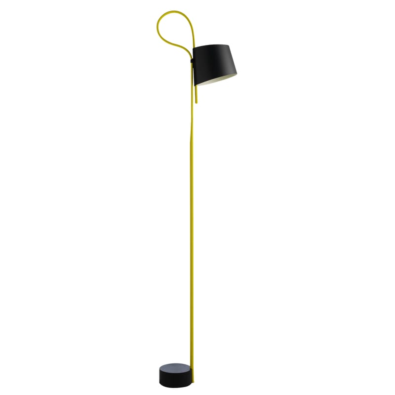 Luminaire - Lampadaires - Lampadaire Rope Trick métal plastique jaune LED / Abat-jour orientable - Wrong for Hay - Jaune - Acrylique, Aluminium, PET tissé