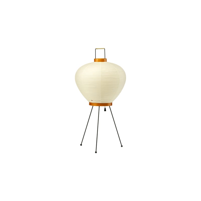 Luminaire - Lampes de table - Lampe de table Akari 3A papier beige /Isamu Noguchi, 1951 - Ø 28 x H 56 cm - Vitra - H 56 cm / Beige - Acier, Bambou, Papier Washi
