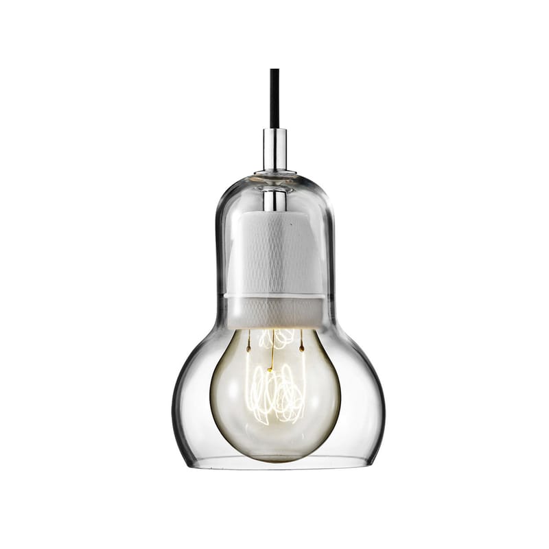 Lighting - Pendant Lighting - Bulb Pendant glass transparent Ø 11 cm - Black cable - &tradition - Transparent / black cord - Mouth blown glass