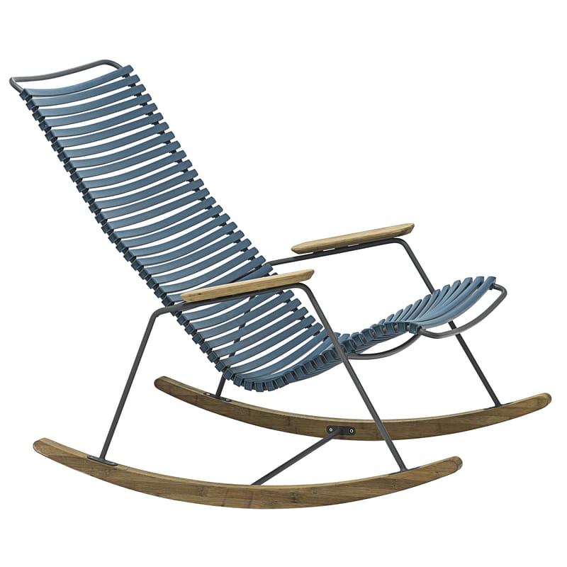 Jardin - Chaises de jardin - Rocking chair Click plastique bois bleu / bambou - Houe - Bleu pétrole - Bambou, Matière plastique, Métal