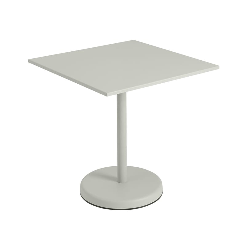Jardin - Tables de jardin - Table carrée Linear Café métal gris / 70 x 70 cm - Muuto - Gris clair - Acier revêtement poudre
