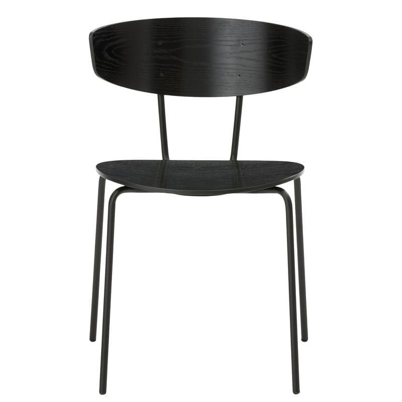 Mobilier - Chaises, fauteuils de salle à manger - Chaise empilable Herman bois noir - Ferm Living - Noir - Acier laqué époxy, Contreplaqué de chêne laqué