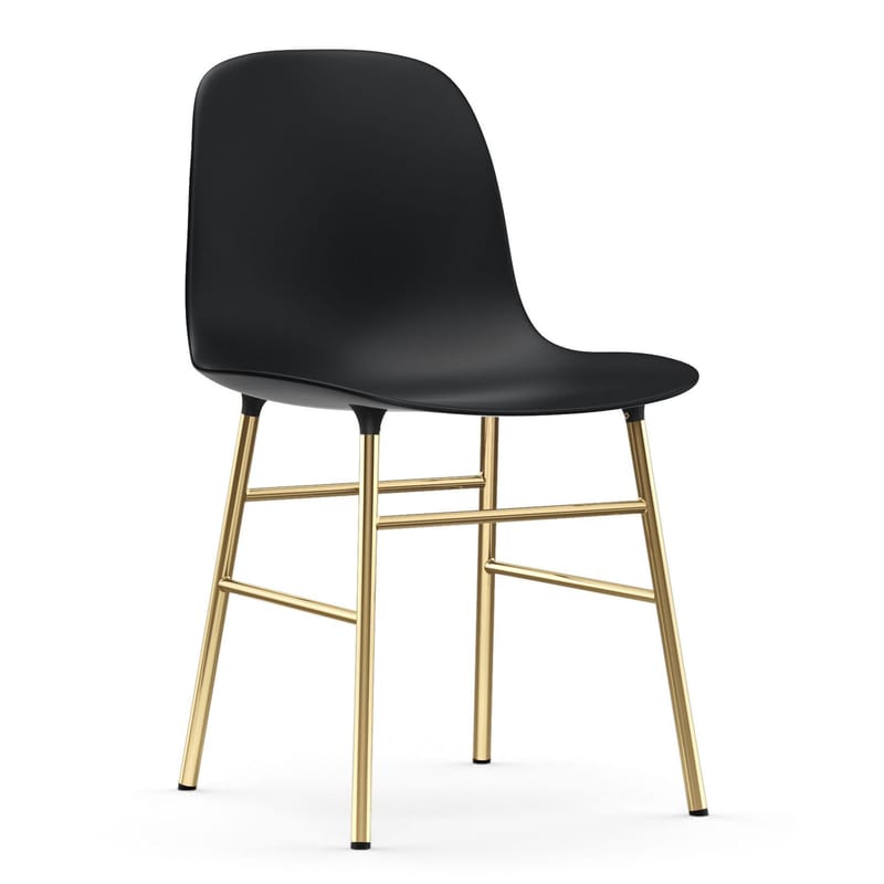 Mobilier - Chaises, fauteuils de salle à manger - Chaise Form plastique noir or / Pied laiton - Normann Copenhagen - Noir / Laiton - Acier plaqué laiton, Polypropylène
