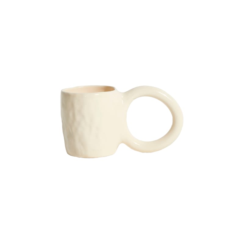 Tableware - Coffee Mugs & Tea Cups - Donut Medium Coffee cup ceramic beige / Ø 8 x H 9 cm - Petite Friture - Vanilla - Enamelled earthenware