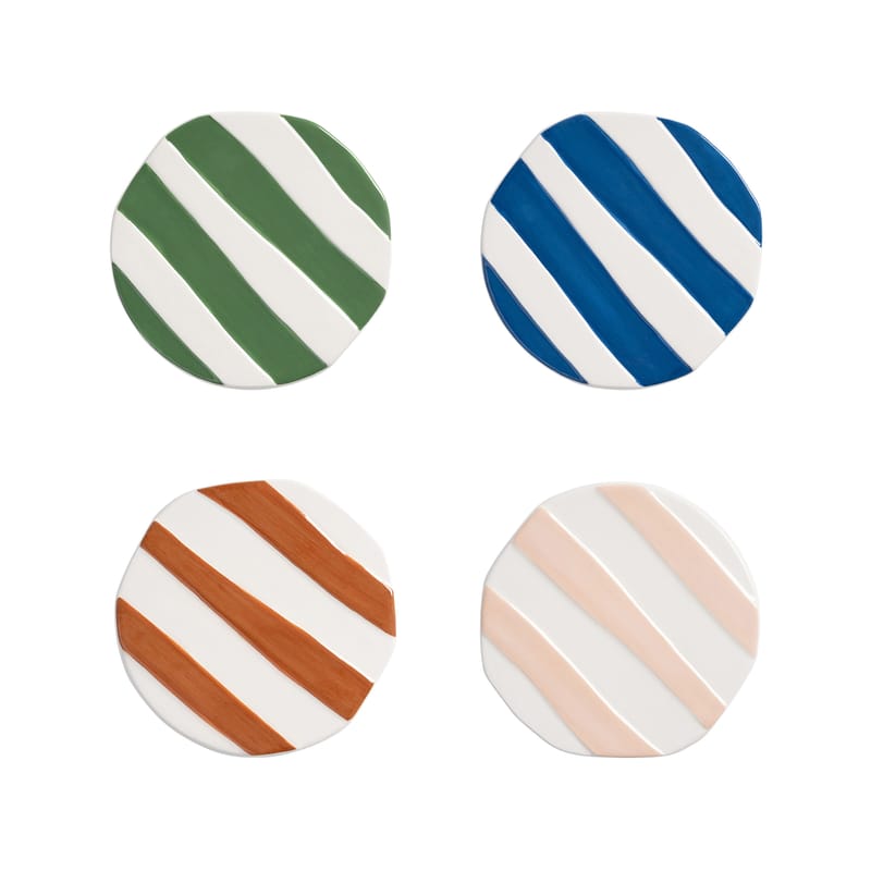 Table et cuisine - Dessous de plat - Dessous de verre Oblique céramique multicolore / Set de 4 - Céramique - & klevering - Multicolore - Céramique