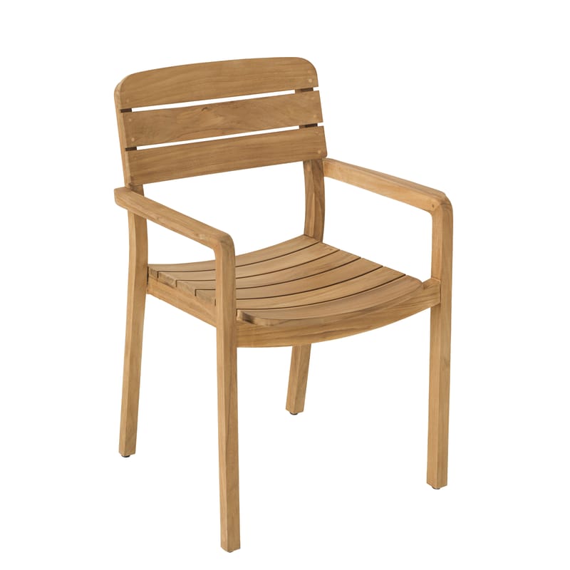 Mobilier - Chaises, fauteuils de salle à manger - Fauteuil empilable Lodge bois naturel / Teck - Vlaemynck - Teck - Teck non huilé