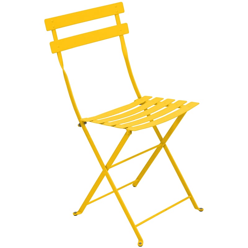 Furniture - Chairs - Bistro Folding chair metal yellow Metal - Fermob - Honey - Lacquered steel