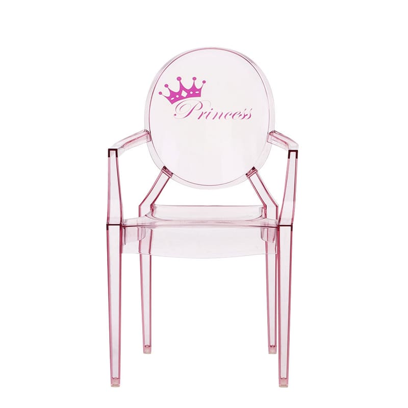 Möbel - Möbel für Kinder - Kindersessel Lou Lou Ghost plastikmaterial rosa / mit Motiv auf der Rückenlehne - Kartell - Rosa / Prinzessin - Polykarbonat