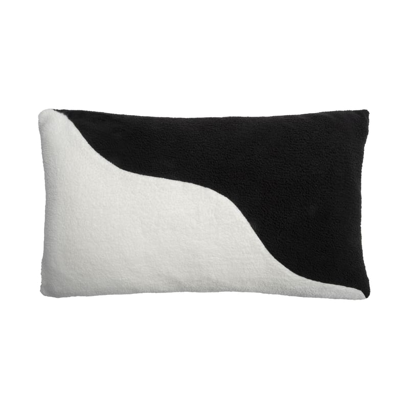 Dekoration - Kissen - Kissen Wavy textil weiß schwarz / 50 x 30 cm - & klevering - Schwarz & Weiß - Baumwolle, Polyesterfaser
