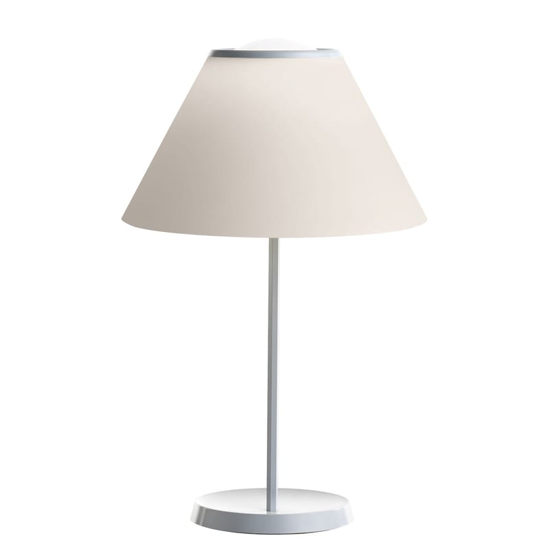 Luminaire - Lampes de table - Lampe de table Cappuccina LED métal tissu gris beige / Abat-jour orientable - H 57 cm - Luceplan - Crème - Aluminium, Tissu, Verre soufflé