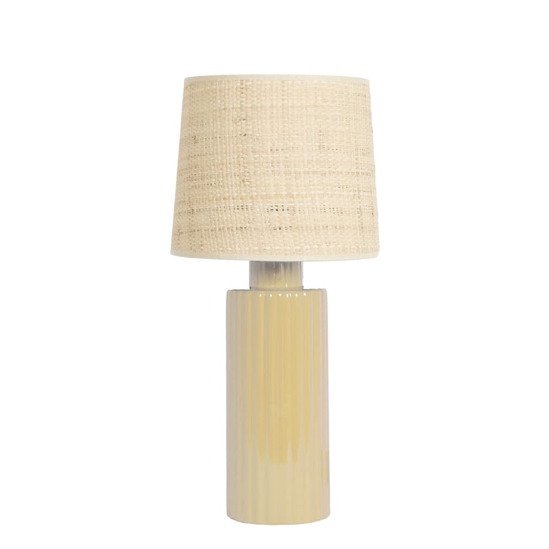Luminaire - Lampes de table - Lampe de table Portofino céramique jaune / Rabane - H 54 cm - Maison Sarah Lavoine - Jaune Coney Island / Rabane naturelle - Céramique, Rabane