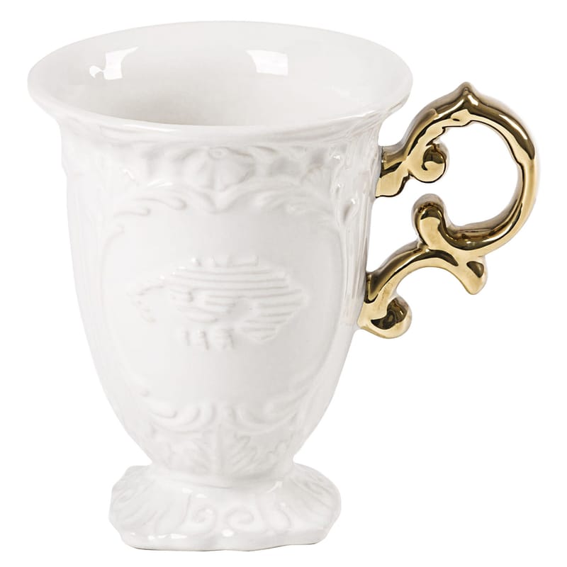 Table et cuisine - Tasses et mugs - Mug I-Mug céramique or blanc - Seletti - Blanc / Anse dorée - Porcelaine