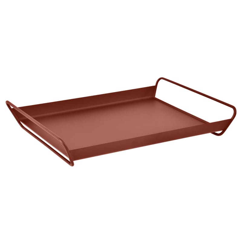 Table et cuisine - Plateaux et plats de service - Plateau Alto métal rouge / Acier - 53 x 38,5 cm - Fermob - Ocre rouge - Acier électrozingué