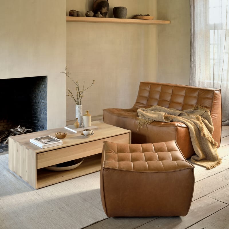 Canapé droit N701 cuir marron Ethnicraft - nouvelle collection ethnicraft