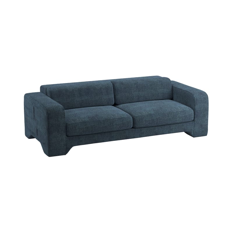 Möbel - Sofas - Sofa Giovana textil blau grün / L 230 cm - 3-Sitzer / Baumwollgewebe - POPUS EDITIONS - Seladonblau (Stoff Pyla) - Gewebe, Hêtre massif, HR-Schaum, Spanplatte, Watte aus Polyester