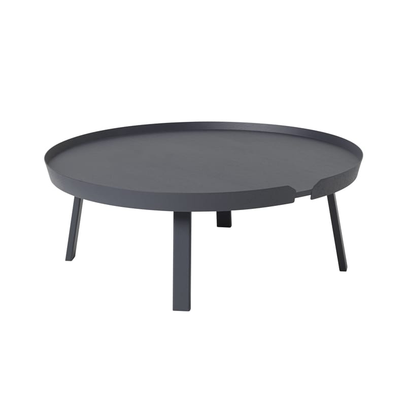 Mobilier - Tables basses - Table basse Around XL bois gris / Ø 95 x H 36 cm - Muuto - Anthracite - Frêne teinté