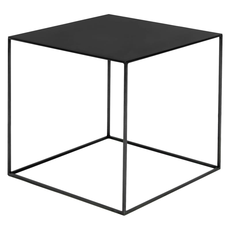 Mobilier - Tables basses - Table basse Slim Irony métal noir / 41 x 41 x H 46 cm - Zeus - Plateau phosphaté noir / Pied noir cuivré - Acier