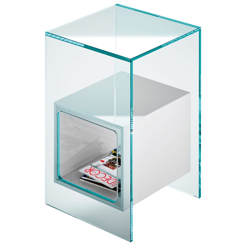 Mobilier - Tables basses - Table d\'appoint Magique verre blanc transparent / H 56 cm - FIAM - Transparent / Casier blanc - Verre