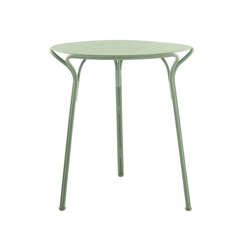 Jardin - Tables de jardin - Table ronde HiRay métal vert / Ø 65 cm - Kartell - Vert - Acier galvanisé peint