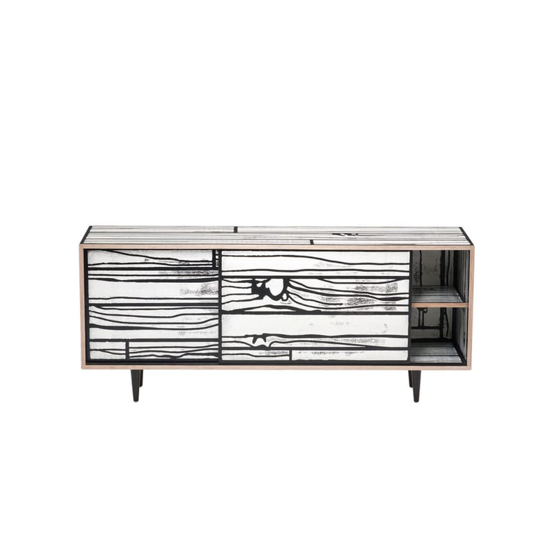 Mobilier - Commodes, buffets & armoires - Buffet Wrongwoods (2007) bois blanc noir / L 150 cm  - Established & Sons - Noir & blanc - Bois peint, Contreplaqué peint