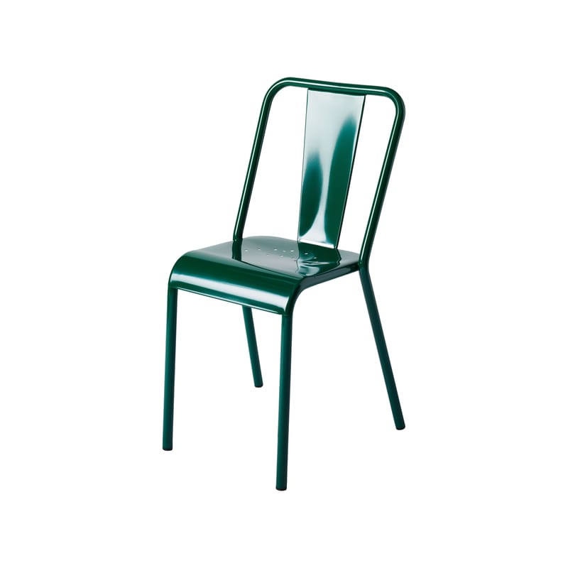 Mobilier - Chaises, fauteuils de salle à manger - Chaise empilable T37 métal vert / Réédition 1937 - Tolix - Vert Mousse - Acier inoxydable