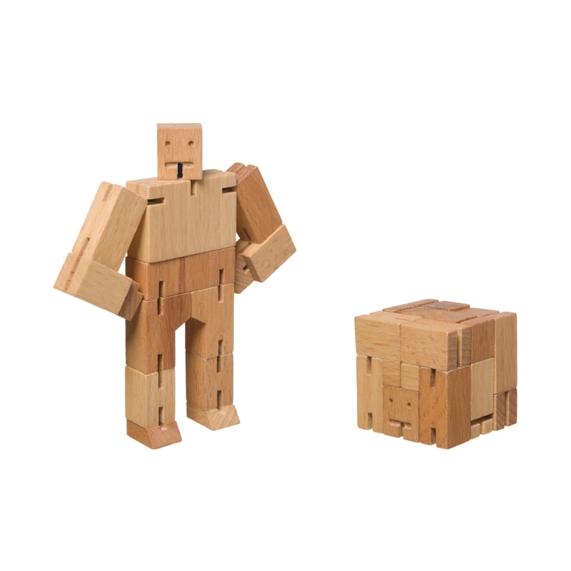 Décoration - Pour les enfants - Figurine articulée Cubebot bois naturel / Medium - H 34 cm / Bois - Areaware - Bois naturel - Hêtre FSC