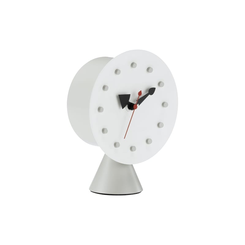 Décoration - Horloges  - Horloge à poser Desk Clock - Cone Base Clock métal blanc / By George Nelson, 1947-1953 - Vitra - Blanc - Aluminium