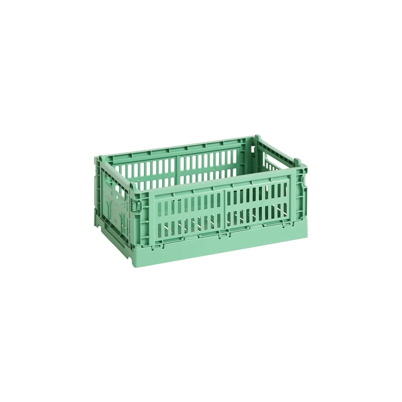 Décoration - Pour les enfants - Panier Colour Crate plastique vert Small / 17 x 26,5 cm - Recyclé - Hay - Menthe foncé - Polypropylène recyclé