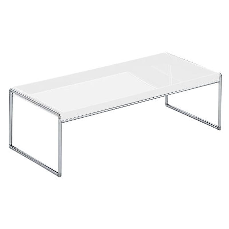 Mobilier - Tables basses - Table basse Trays plastique blanc / rectangulaire - 80 x 40 cm - Kartell - Blanc - Acier chromé
